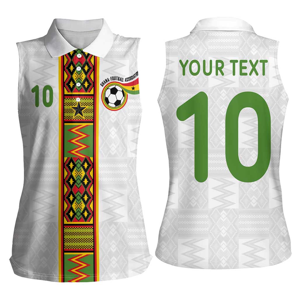Custom Ghana National Football Women Sleeveless Polo Shirt Traditional African Motifs Sporty Style - Wonder Print Shop