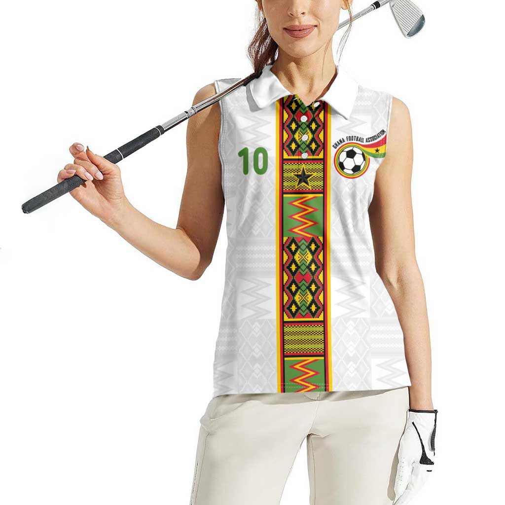 Custom Ghana National Football Women Sleeveless Polo Shirt Traditional African Motifs Sporty Style - Wonder Print Shop
