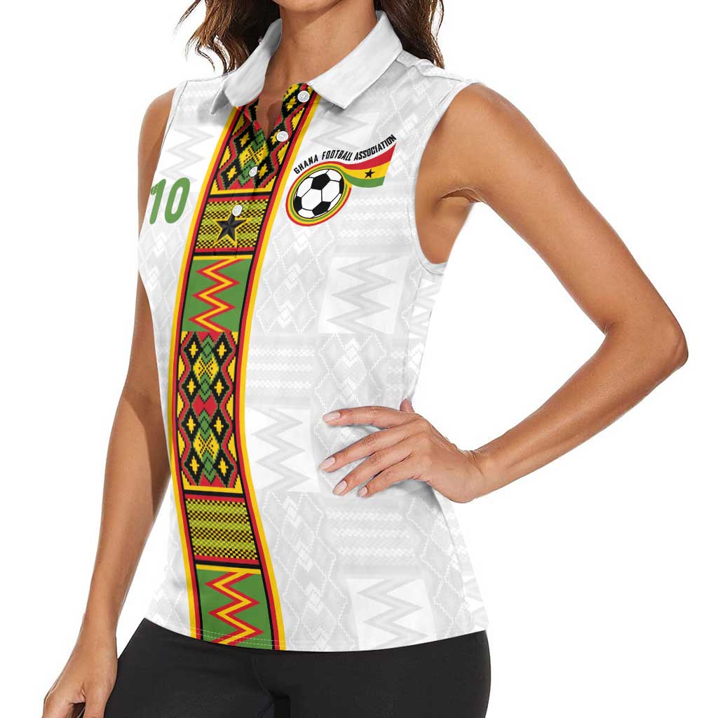 Custom Ghana National Football Women Sleeveless Polo Shirt Traditional African Motifs Sporty Style - Wonder Print Shop