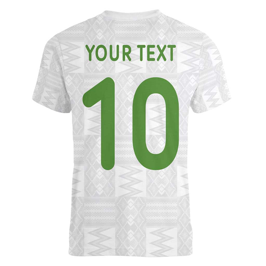 Custom Ghana National Football Women V-Neck T-Shirt Traditional African Motifs Sporty Style - Wonder Print Shop