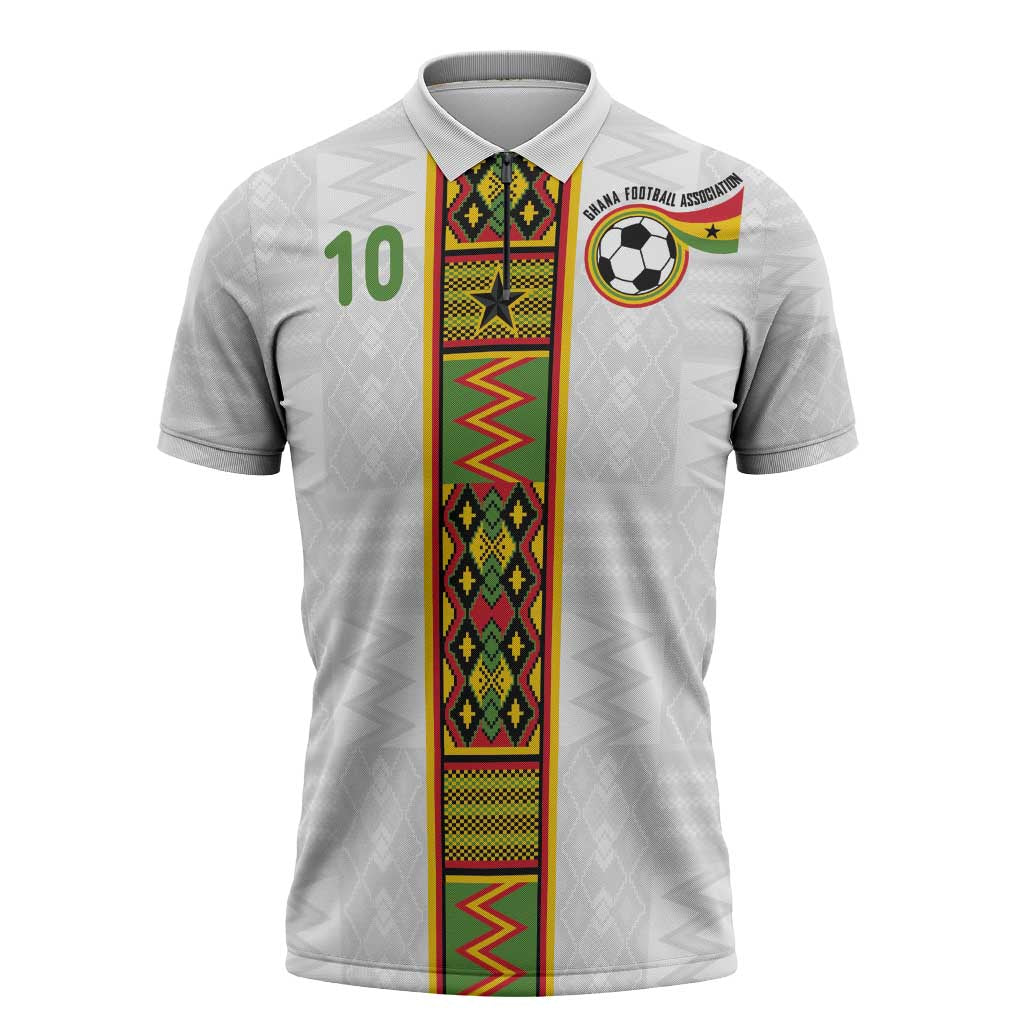 Custom Ghana National Football Zipper Polo Shirt Traditional African Motifs Sporty Style - Wonder Print Shop