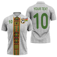 Custom Ghana National Football Zipper Polo Shirt Traditional African Motifs Sporty Style - Wonder Print Shop