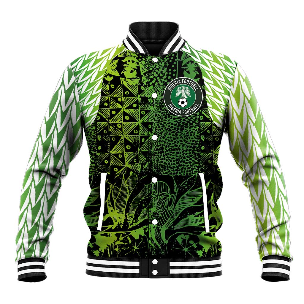 Custom Nigeria National Football Baseball Jacket Super Eagles-Feather Shoulders Sleeves Armor - Wonder Print Shop