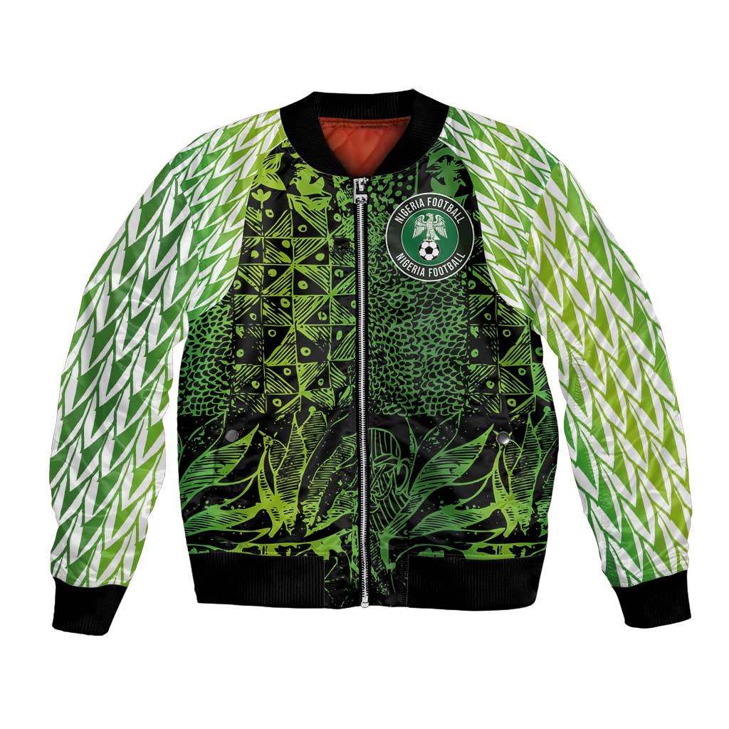Custom Nigeria National Football Bomber Jacket Super Eagles-Feather Shoulders Sleeves Armor - Wonder Print Shop