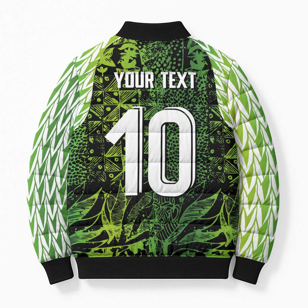 Custom Nigeria National Football Bomber Puffer Jacket Super Eagles-Feather Shoulders Sleeves Armor - Wonder Print Shop