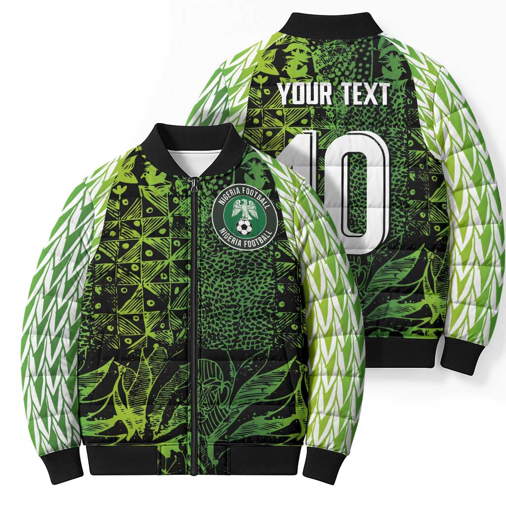 Custom Nigeria National Football Bomber Puffer Jacket Super Eagles-Feather Shoulders Sleeves Armor - Wonder Print Shop