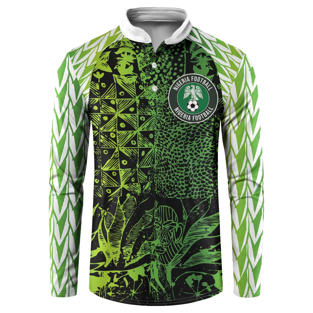 Custom Nigeria National Football Button Sweatshirt Super Eagles-Feather Shoulders Sleeves Armor - Wonder Print Shop