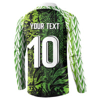 Custom Nigeria National Football Button Sweatshirt Super Eagles-Feather Shoulders Sleeves Armor - Wonder Print Shop