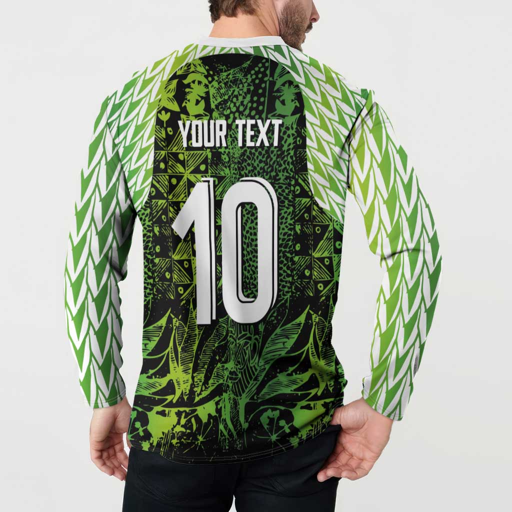 Custom Nigeria National Football Button Sweatshirt Super Eagles-Feather Shoulders Sleeves Armor - Wonder Print Shop