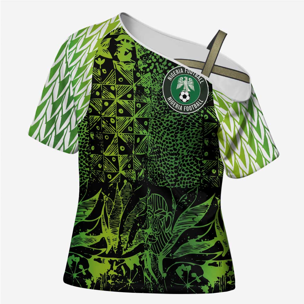 Custom Nigeria National Football Cross Shoulder Shirt Super Eagles-Feather Shoulders Sleeves Armor - Wonder Print Shop