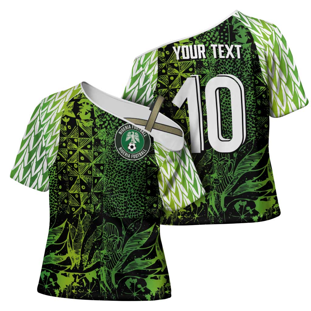 Custom Nigeria National Football Cross Shoulder Shirt Super Eagles-Feather Shoulders Sleeves Armor - Wonder Print Shop