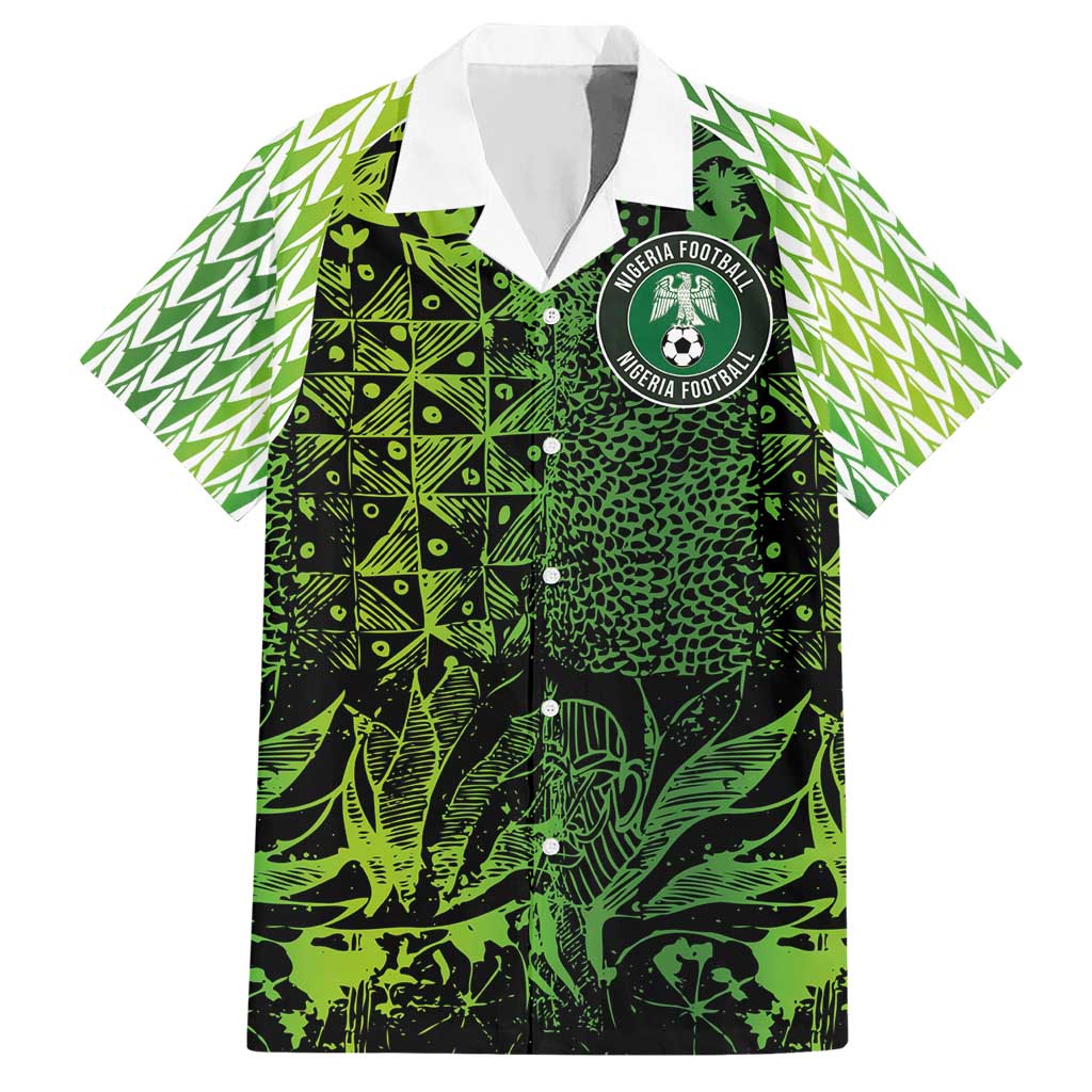 Custom Nigeria National Football Hawaiian Shirt Super Eagles-Feather Shoulders Sleeves Armor - Wonder Print Shop