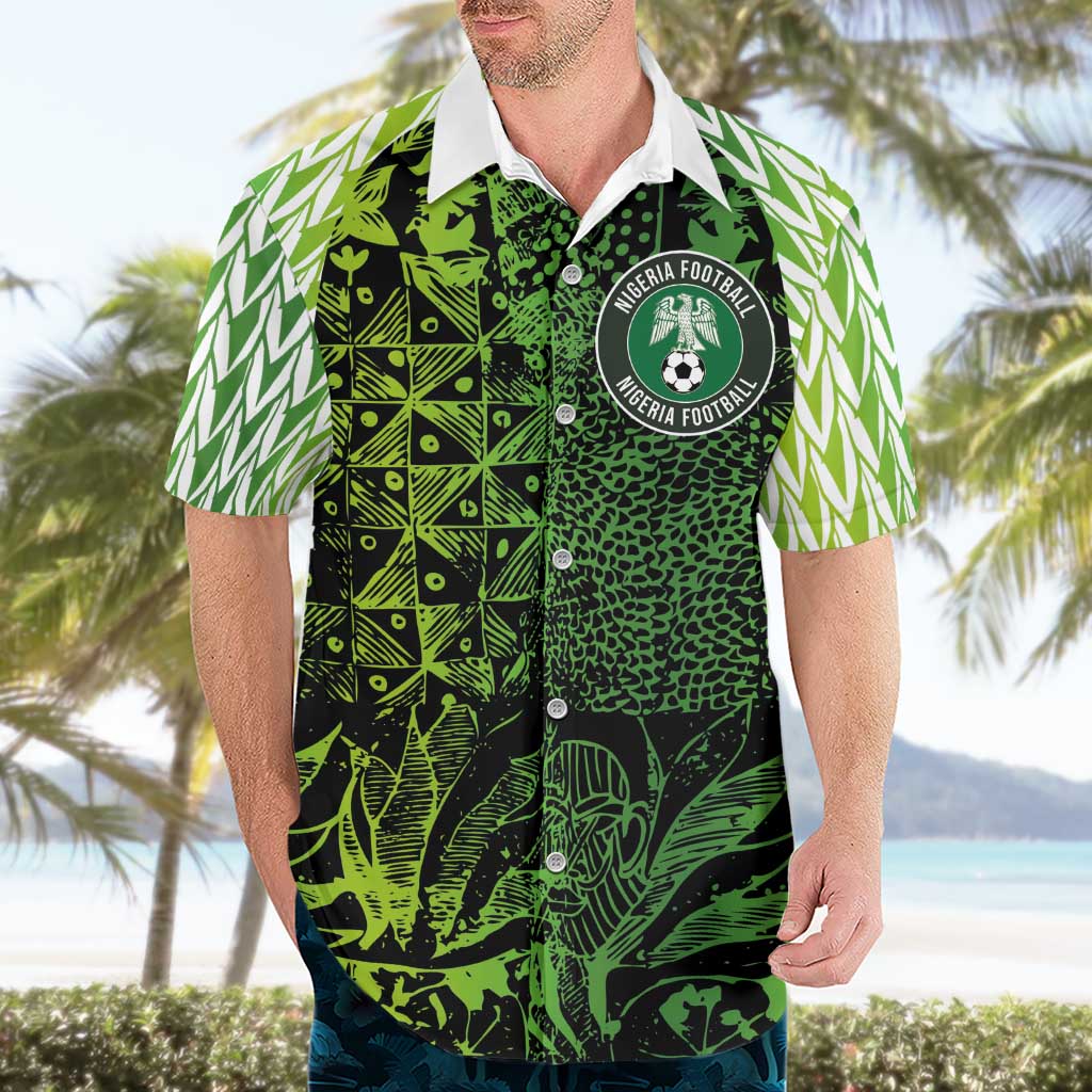 Custom Nigeria National Football Hawaiian Shirt Super Eagles-Feather Shoulders Sleeves Armor - Wonder Print Shop