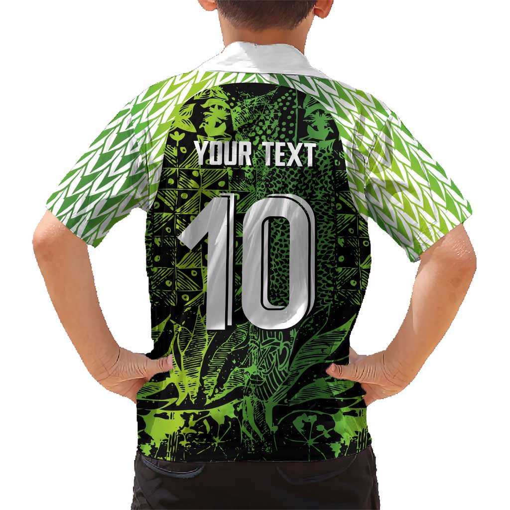 Custom Nigeria National Football Kid Hawaiian Shirt Super Eagles-Feather Shoulders Sleeves Armor - Wonder Print Shop