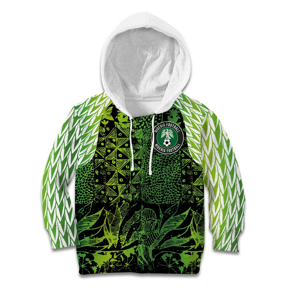 Custom Nigeria National Football Kid Hoodie Super Eagles-Feather Shoulders Sleeves Armor - Wonder Print Shop