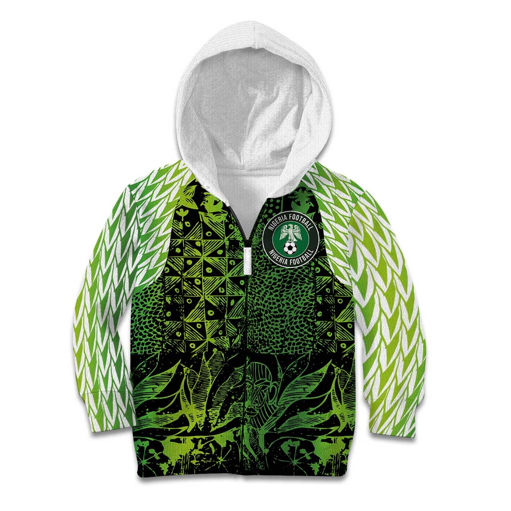 Custom Nigeria National Football Kid Hoodie Super Eagles-Feather Shoulders Sleeves Armor - Wonder Print Shop