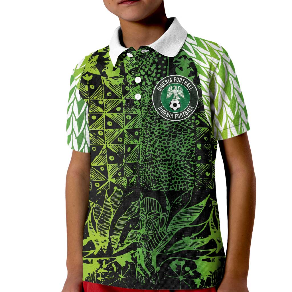 Custom Nigeria National Football Kid Polo Shirt Super Eagles-Feather Shoulders Sleeves Armor - Wonder Print Shop