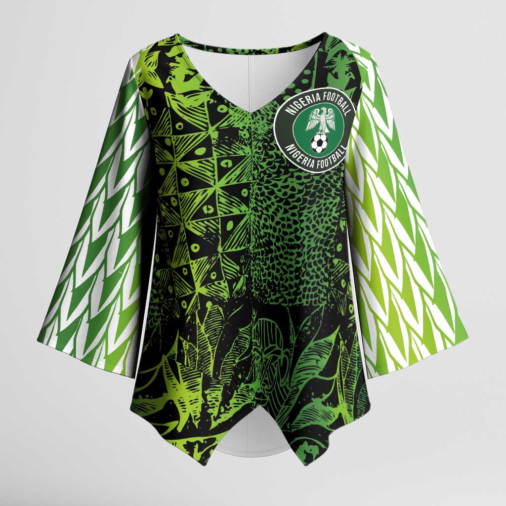 Custom Nigeria National Football Kimono Sleeve Blouse Super Eagles-Feather Shoulders Sleeves Armor - Wonder Print Shop