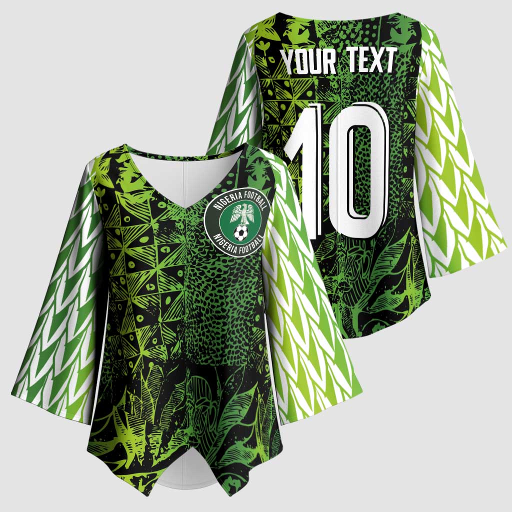 Custom Nigeria National Football Kimono Sleeve Blouse Super Eagles-Feather Shoulders Sleeves Armor - Wonder Print Shop
