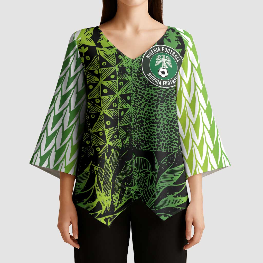 Custom Nigeria National Football Kimono Sleeve Blouse Super Eagles-Feather Shoulders Sleeves Armor - Wonder Print Shop