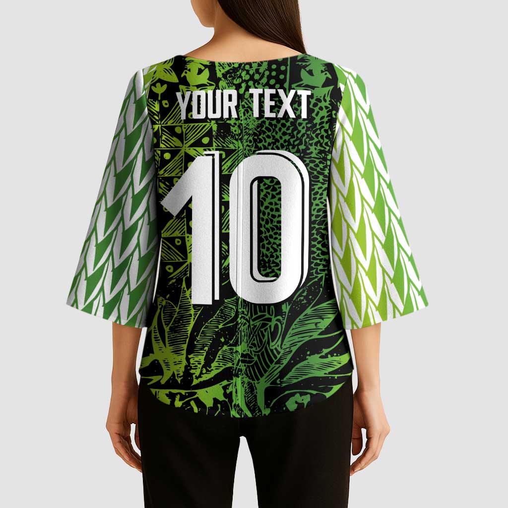 Custom Nigeria National Football Kimono Sleeve Blouse Super Eagles-Feather Shoulders Sleeves Armor - Wonder Print Shop
