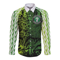 Custom Nigeria National Football Long Sleeve Button Shirt Super Eagles-Feather Shoulders Sleeves Armor - Wonder Print Shop