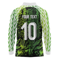 Custom Nigeria National Football Long Sleeve Polo Shirt Super Eagles-Feather Shoulders Sleeves Armor - Wonder Print Shop