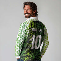 Custom Nigeria National Football Long Sleeve Polo Shirt Super Eagles-Feather Shoulders Sleeves Armor - Wonder Print Shop
