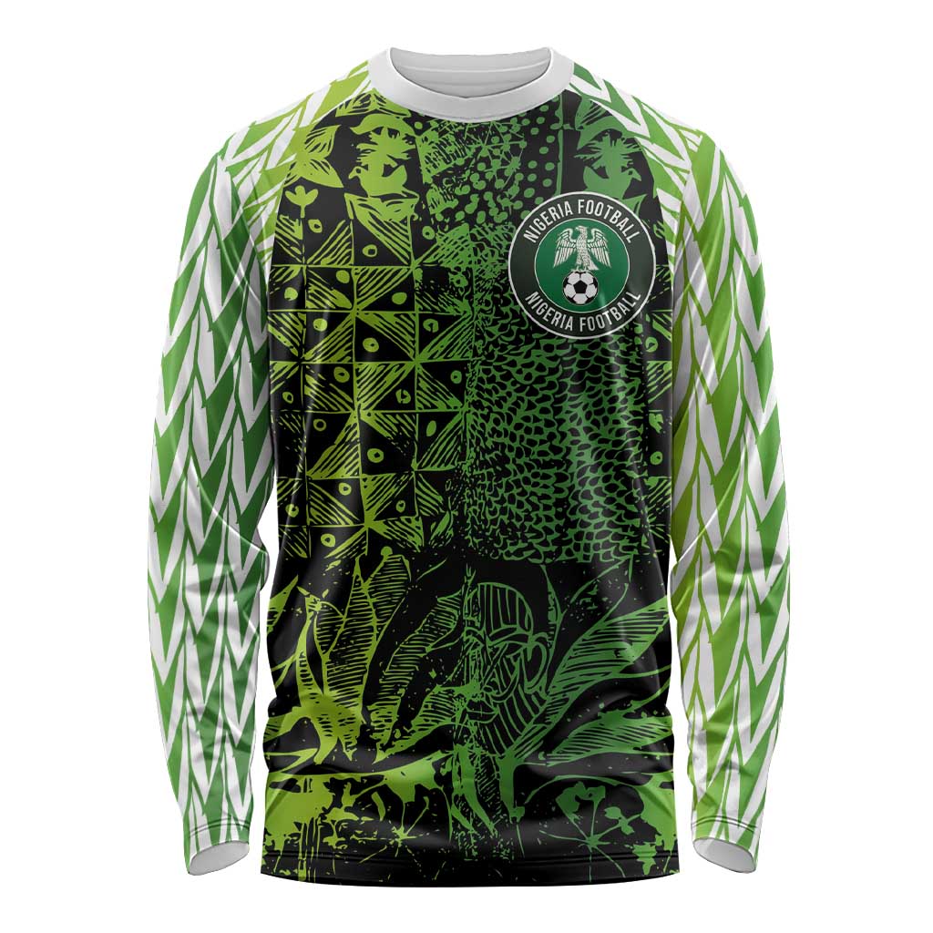 Custom Nigeria National Football Long Sleeve Shirt Super Eagles-Feather Shoulders Sleeves Armor - Wonder Print Shop