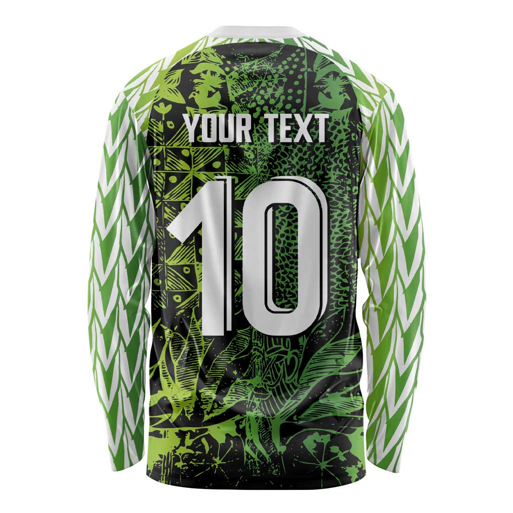 Custom Nigeria National Football Long Sleeve Shirt Super Eagles-Feather Shoulders Sleeves Armor - Wonder Print Shop
