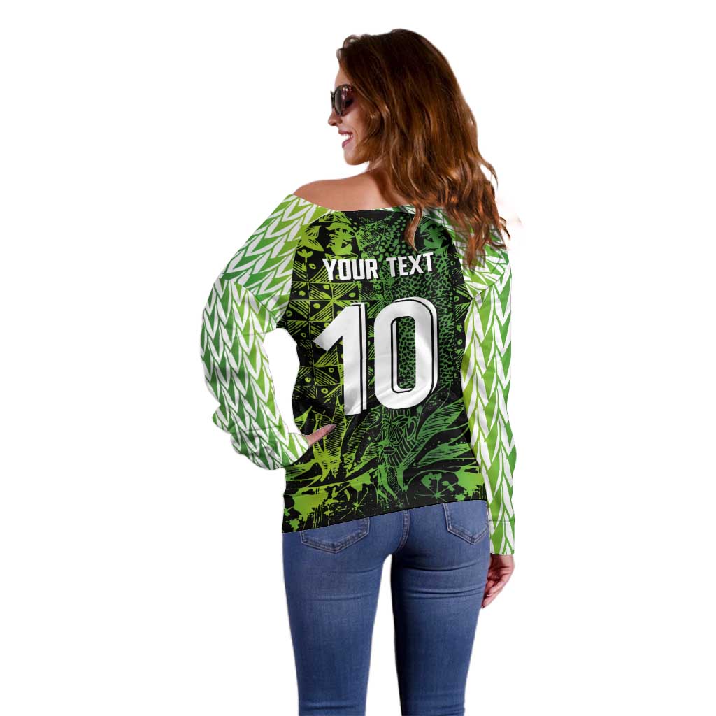 Custom Nigeria National Football Off Shoulder Sweater Super Eagles-Feather Shoulders Sleeves Armor - Wonder Print Shop