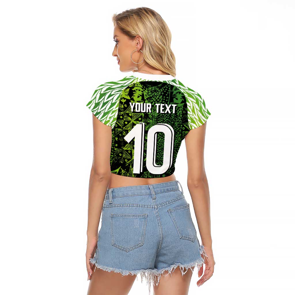 Custom Nigeria National Football Raglan Cropped T Shirt Super Eagles-Feather Shoulders Sleeves Armor - Wonder Print Shop