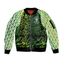 Custom Nigeria National Football Sleeve Zip Bomber Jacket Super Eagles-Feather Shoulders Sleeves Armor - Wonder Print Shop