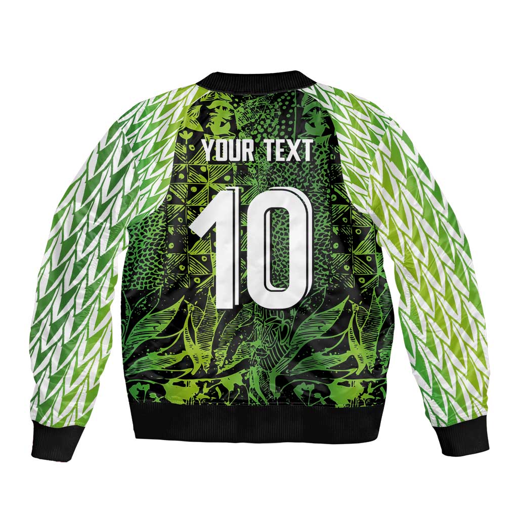 Custom Nigeria National Football Sleeve Zip Bomber Jacket Super Eagles-Feather Shoulders Sleeves Armor - Wonder Print Shop