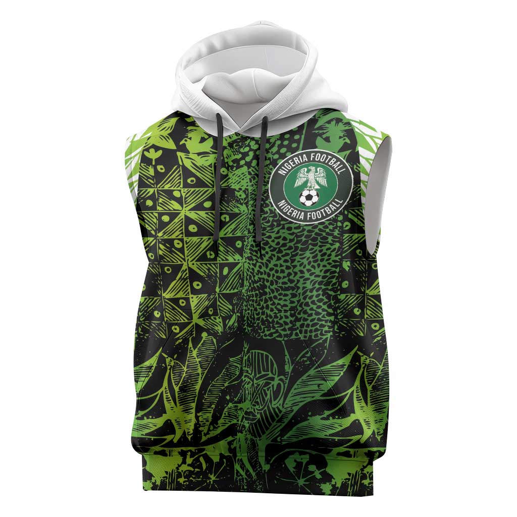 Custom Nigeria National Football Sleeveless Hoodie Super Eagles-Feather Shoulders Sleeves Armor - Wonder Print Shop