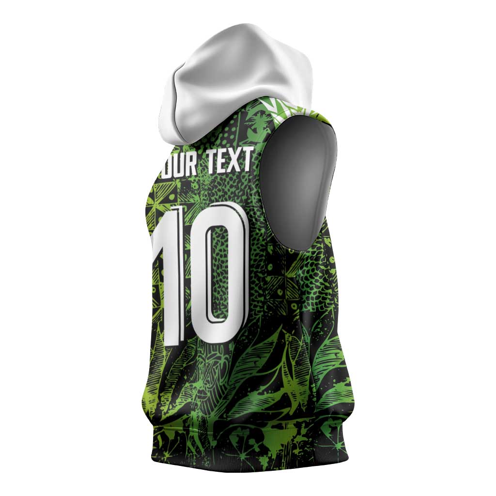 Custom Nigeria National Football Sleeveless Hoodie Super Eagles-Feather Shoulders Sleeves Armor - Wonder Print Shop