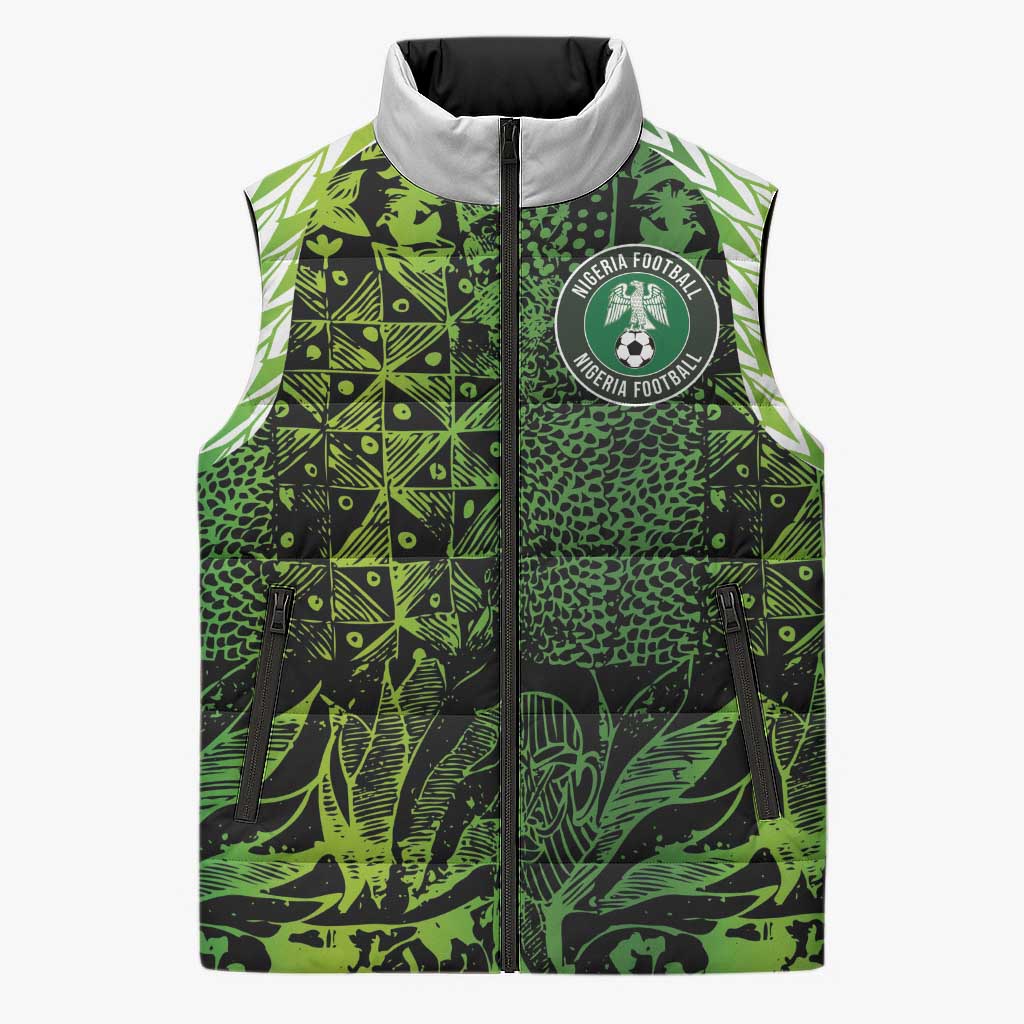 Custom Nigeria National Football Sleeveless Puffer Jacket Super Eagles-Feather Shoulders Sleeves Armor - Wonder Print Shop