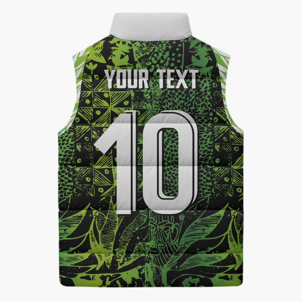 Custom Nigeria National Football Sleeveless Puffer Jacket Super Eagles-Feather Shoulders Sleeves Armor - Wonder Print Shop