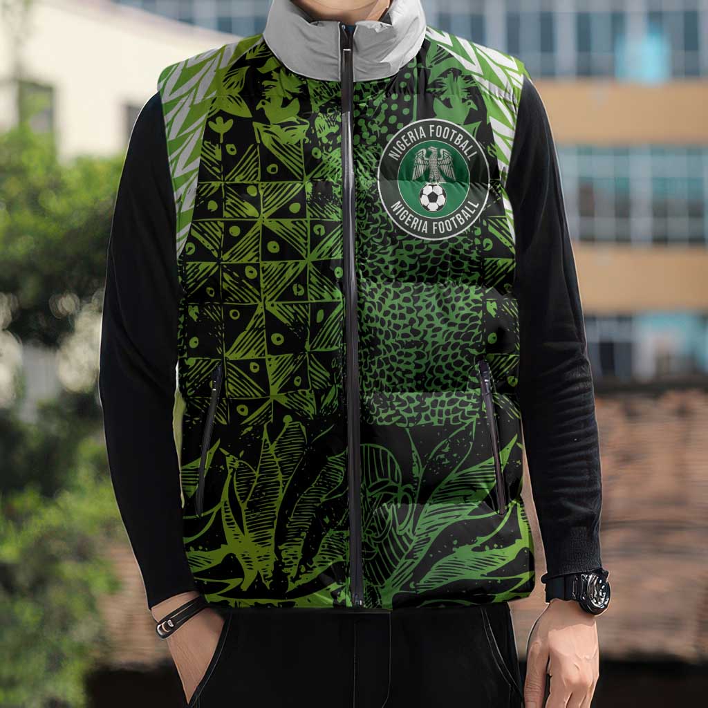 Custom Nigeria National Football Sleeveless Puffer Jacket Super Eagles-Feather Shoulders Sleeves Armor - Wonder Print Shop