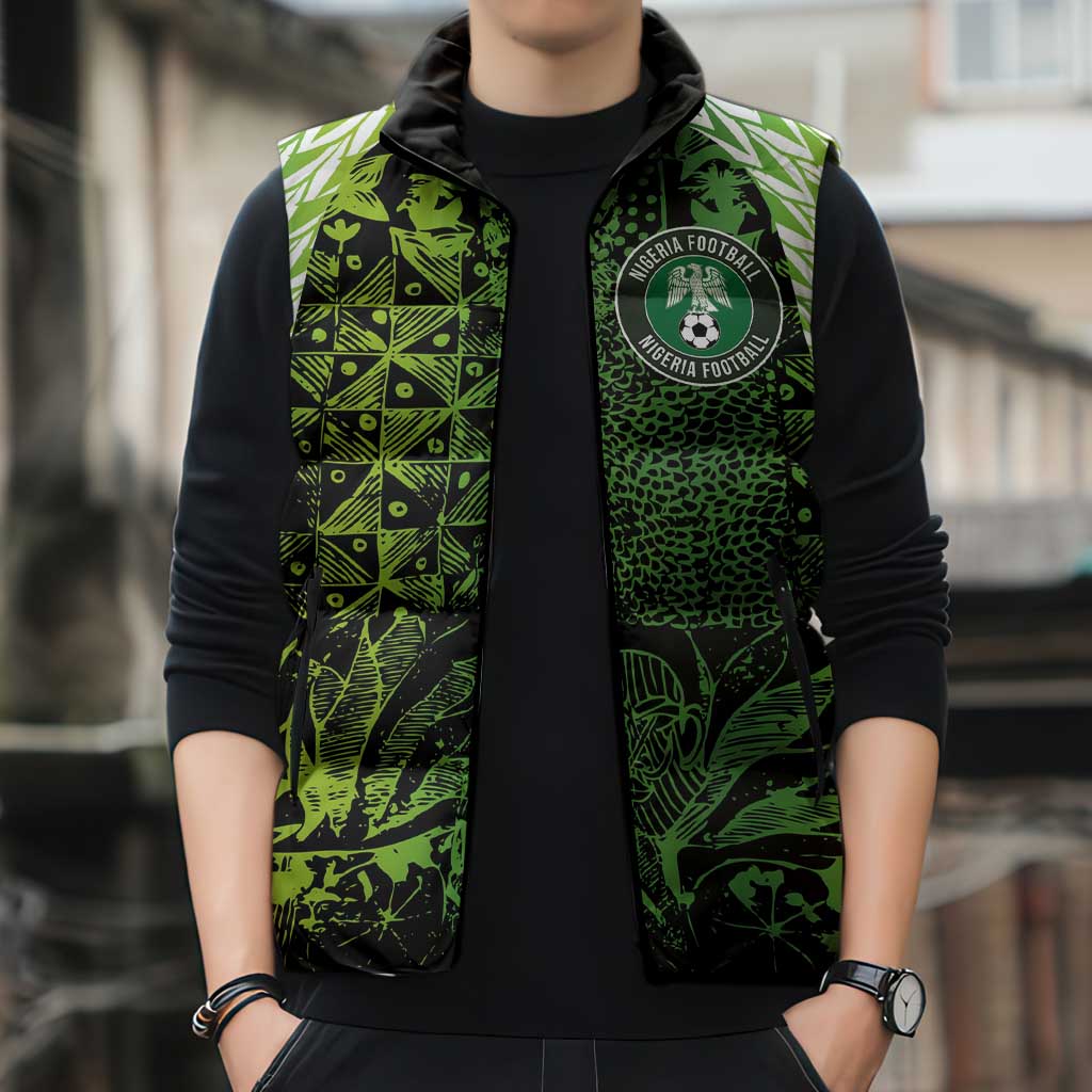 Custom Nigeria National Football Sleeveless Puffer Jacket Super Eagles-Feather Shoulders Sleeves Armor - Wonder Print Shop