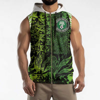 Custom Nigeria National Football Sleeveless Zip Hoodie Super Eagles-Feather Shoulders Sleeves Armor - Wonder Print Shop
