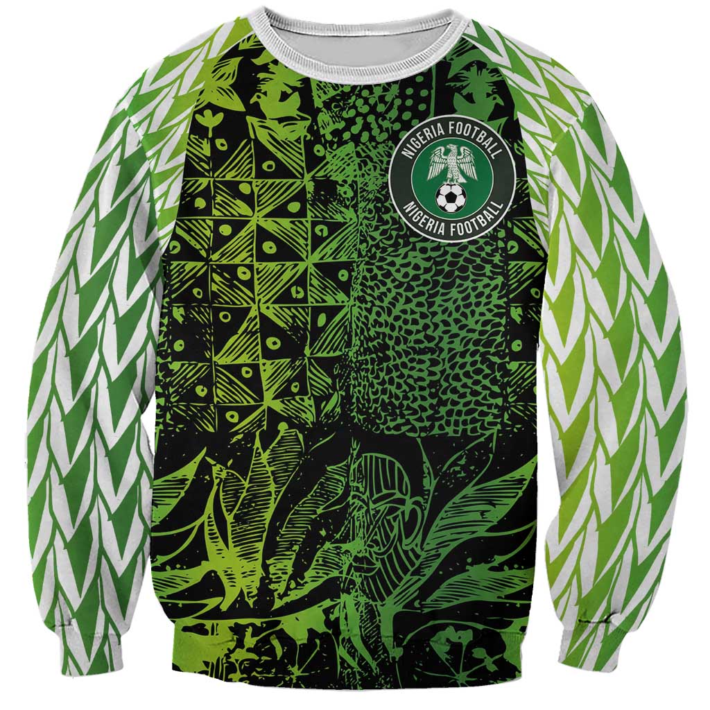 Custom Nigeria National Football Sweatshirt Super Eagles-Feather Shoulders Sleeves Armor - Wonder Print Shop