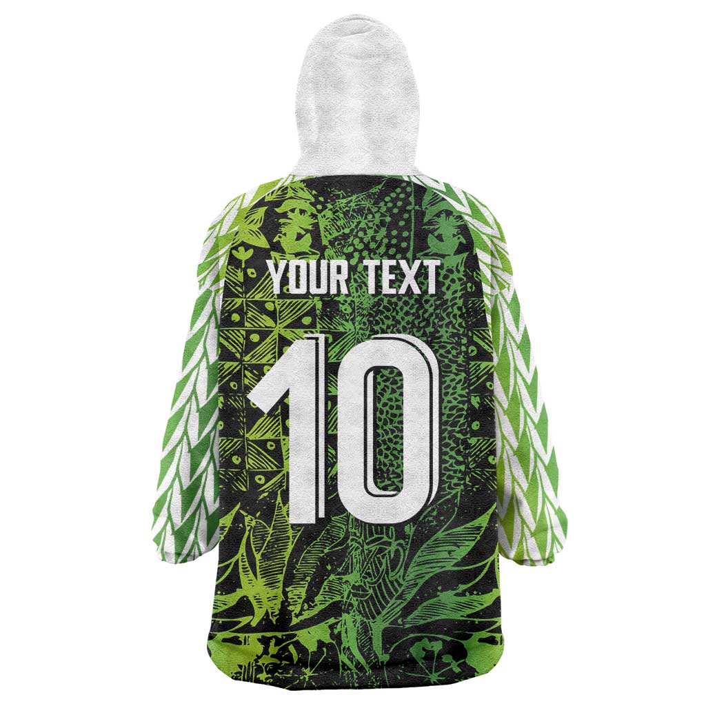 Custom Nigeria National Football Wearable Blanket Hoodie Super Eagles-Feather Shoulders Sleeves Armor - Wonder Print Shop