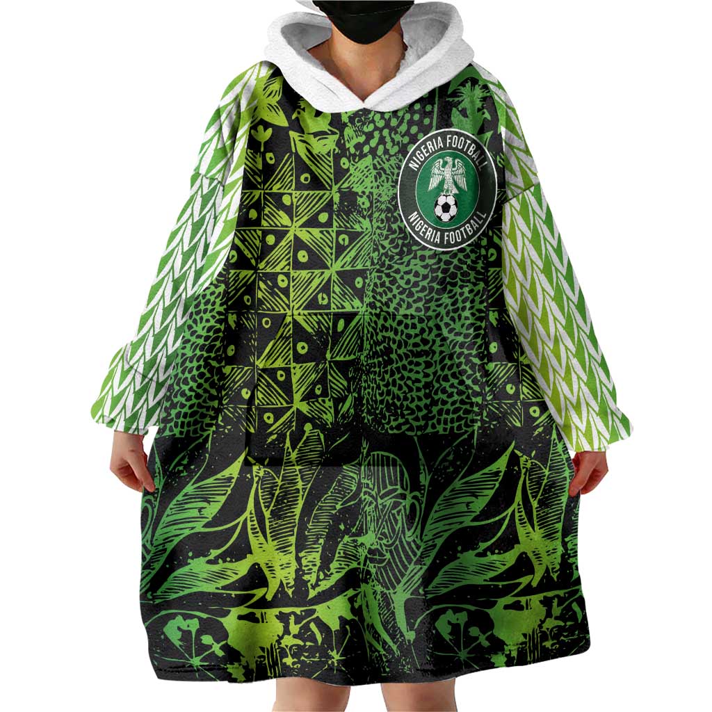 Custom Nigeria National Football Wearable Blanket Hoodie Super Eagles-Feather Shoulders Sleeves Armor - Wonder Print Shop