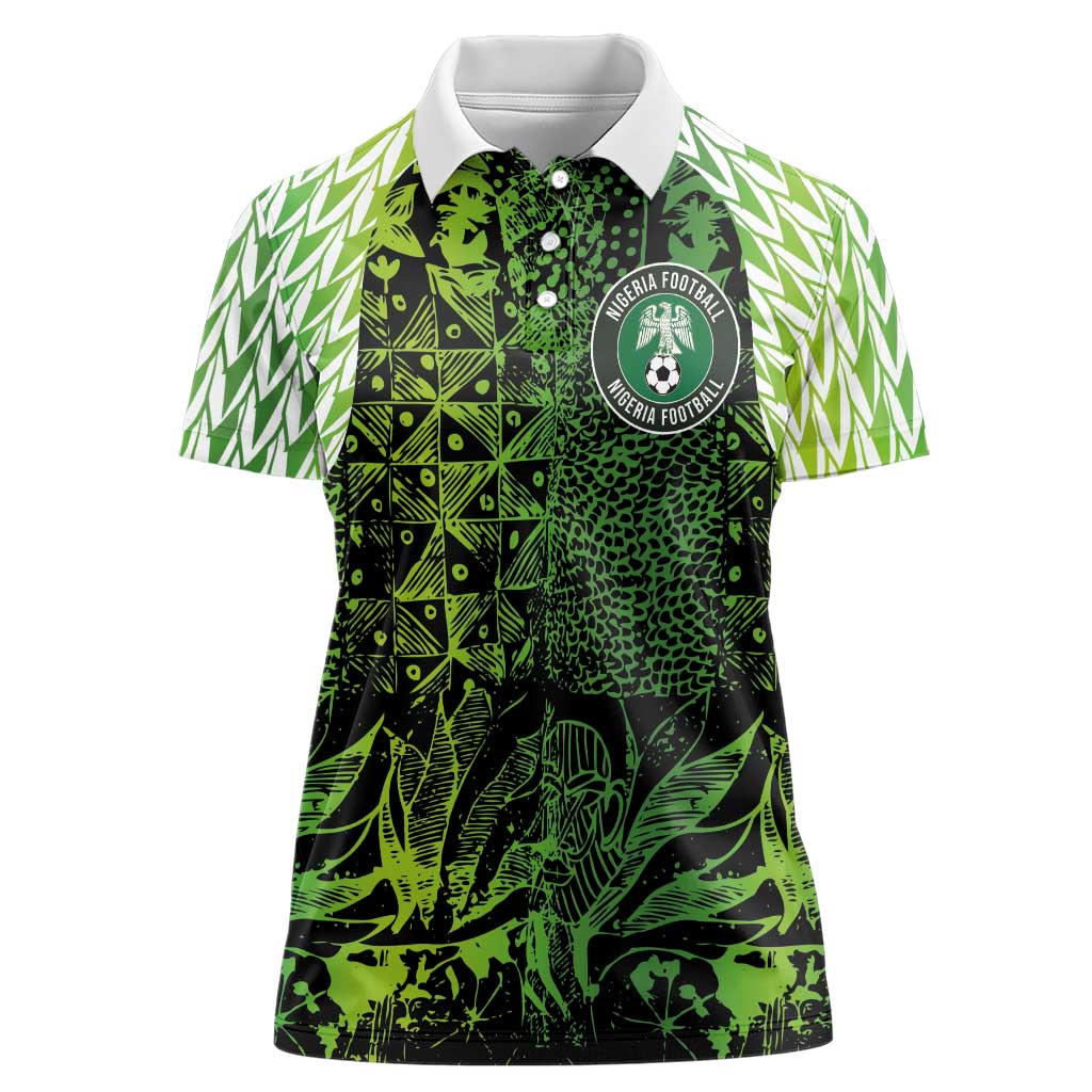 Custom Nigeria National Football Women Polo Shirt Super Eagles-Feather Shoulders Sleeves Armor - Wonder Print Shop
