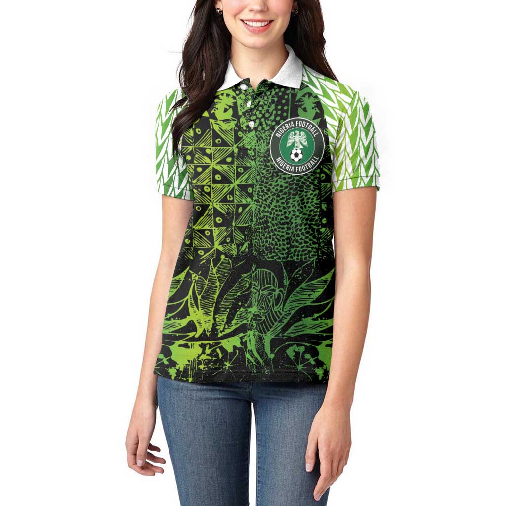 Custom Nigeria National Football Women Polo Shirt Super Eagles-Feather Shoulders Sleeves Armor - Wonder Print Shop