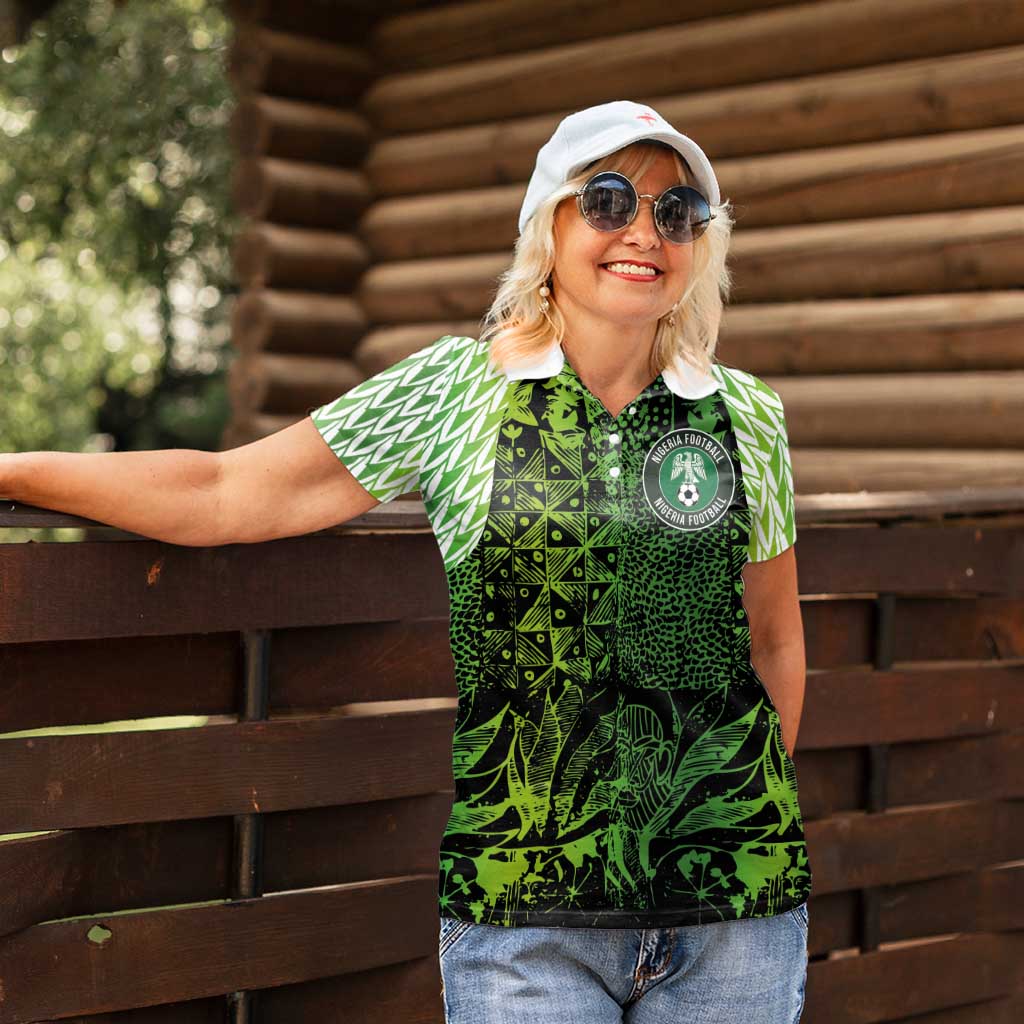 Custom Nigeria National Football Women Polo Shirt Super Eagles-Feather Shoulders Sleeves Armor - Wonder Print Shop