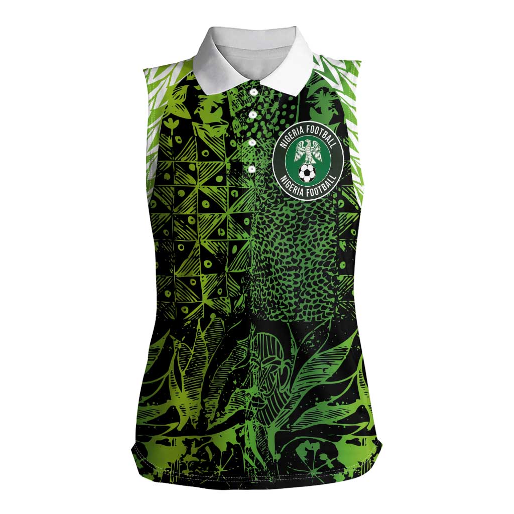 Custom Nigeria National Football Women Sleeveless Polo Shirt Super Eagles-Feather Shoulders Sleeves Armor - Wonder Print Shop