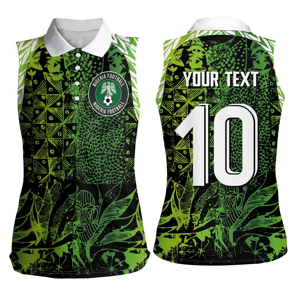 Custom Nigeria National Football Women Sleeveless Polo Shirt Super Eagles-Feather Shoulders Sleeves Armor - Wonder Print Shop