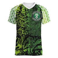 Custom Nigeria National Football Women V-Neck T-Shirt Super Eagles-Feather Shoulders Sleeves Armor - Wonder Print Shop